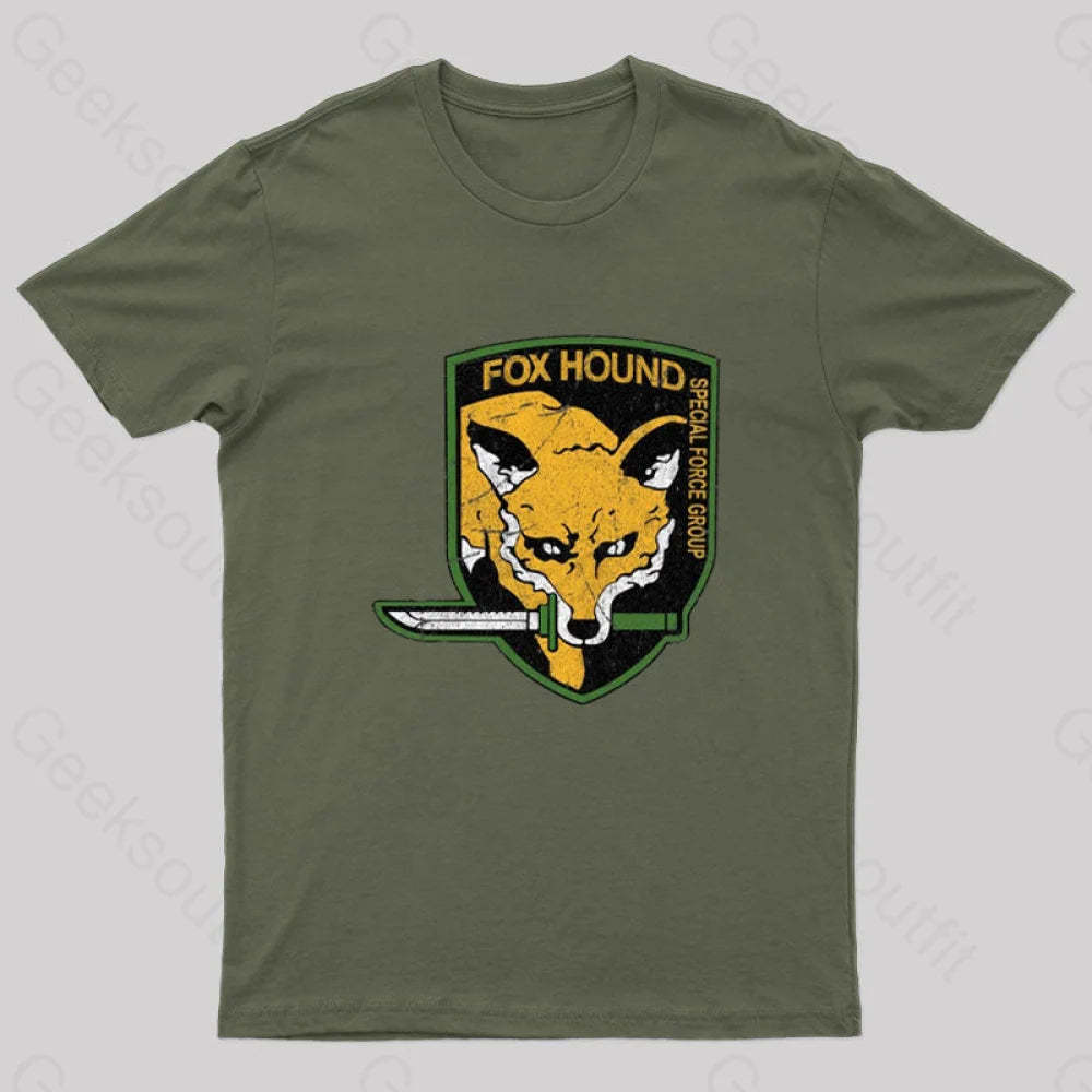 Metal Gear Solid Fox Hound Nerd T-Shirt Army Green / S