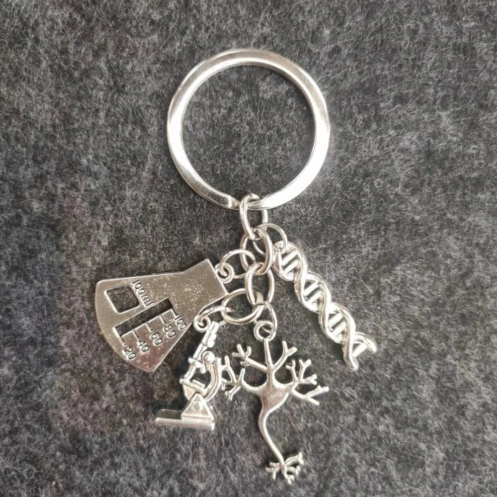 Microscopy Dna Neuron Human Skeleton Keychain 1