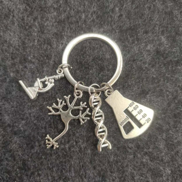 Microscopy Dna Neuron Human Skeleton Keychain 2