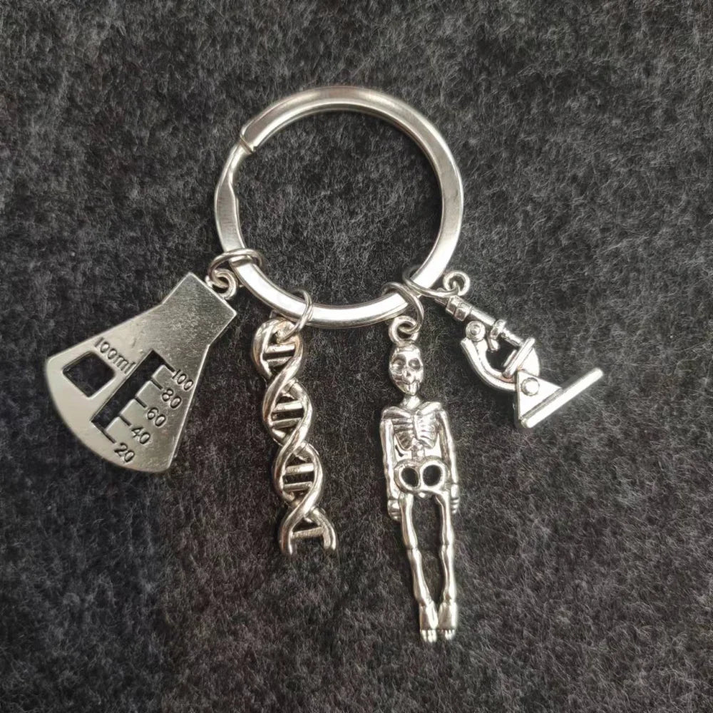 Microscopy Dna Neuron Human Skeleton Keychain 3