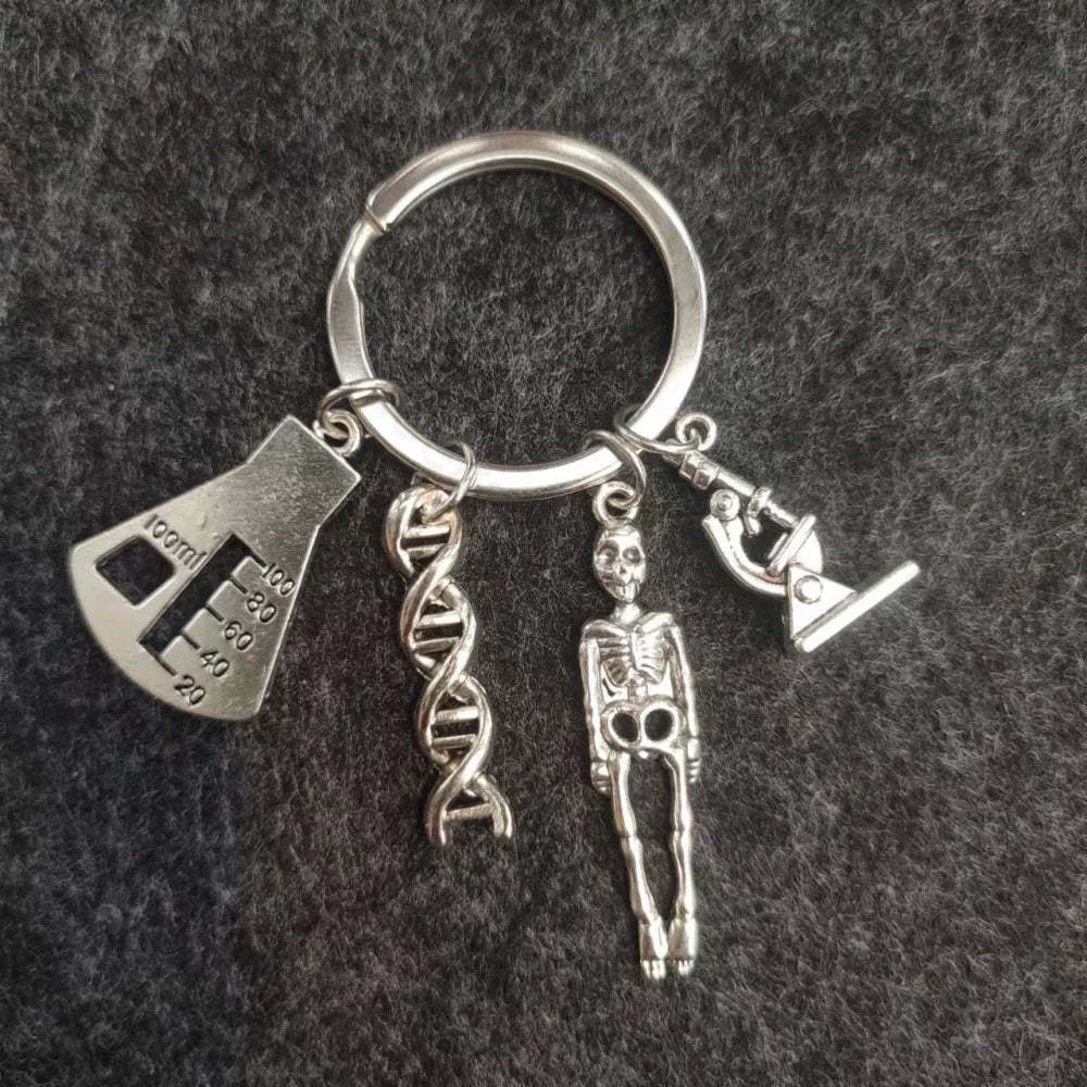 Microscopy Dna Neuron Human Skeleton Keychain 3