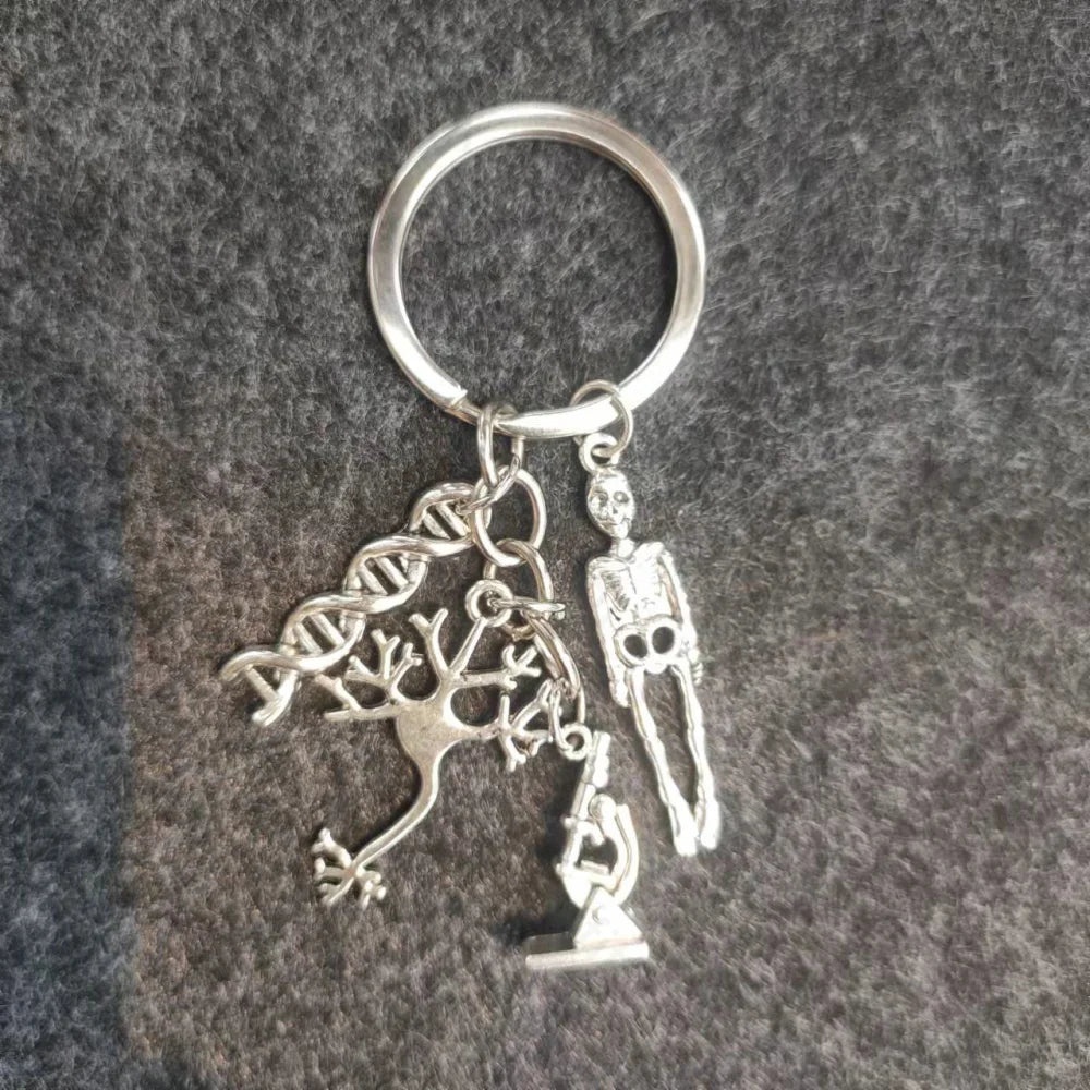 Microscopy Dna Neuron Human Skeleton Keychain 4