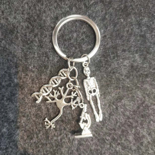 Microscopy Dna Neuron Human Skeleton Keychain 4