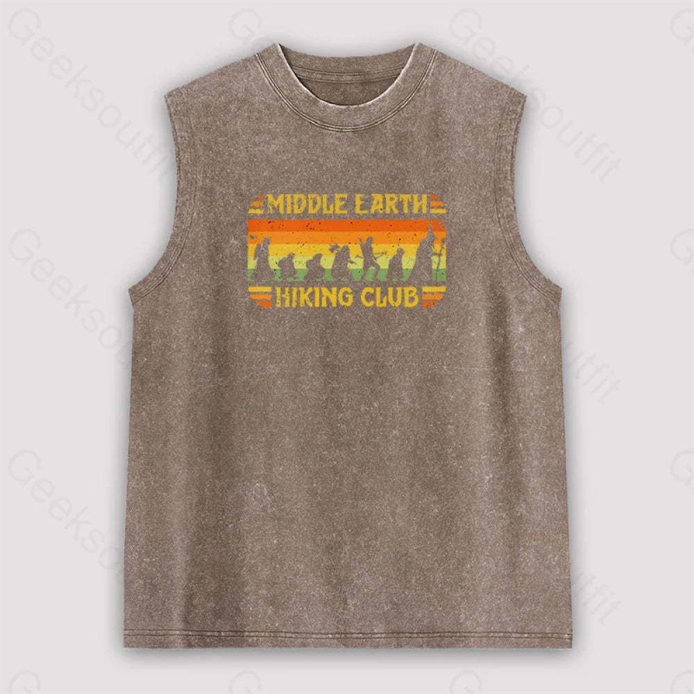 Middle Earth Hiking Club Unisex Washed Tank Brown / S