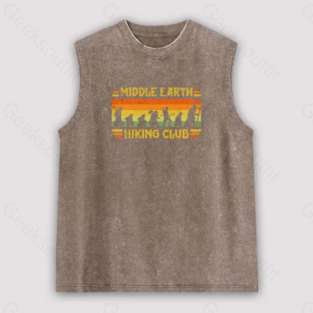 Middle Earth Hiking Club Unisex Washed Tank Brown / S