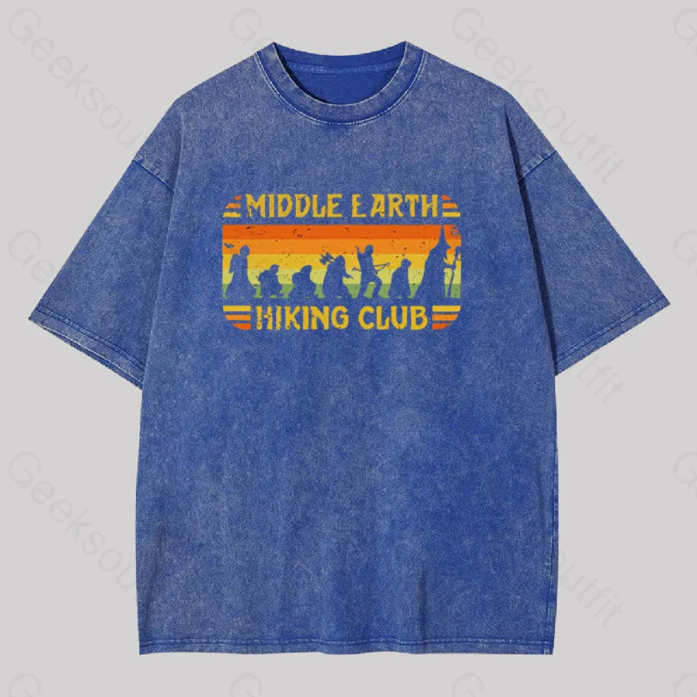 Middle Earth Hiking Club Washed T-Shirt Blue / S