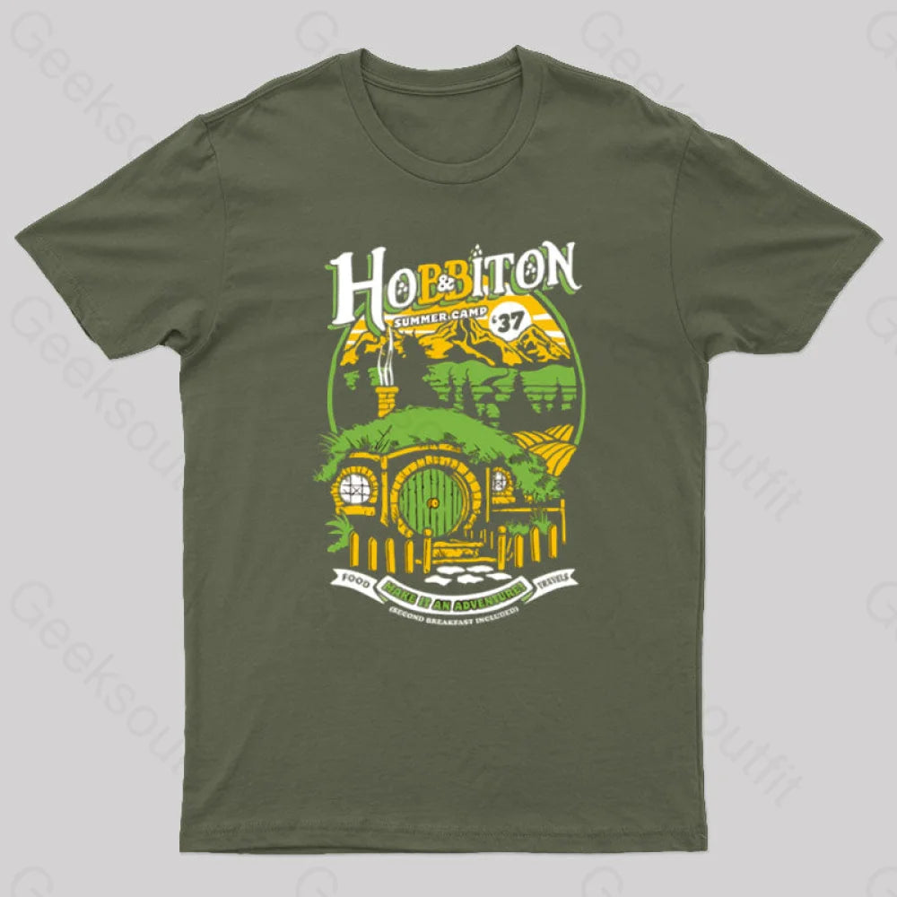 Middle Earth Summer Camp Geek T-Shirt Army Green / S