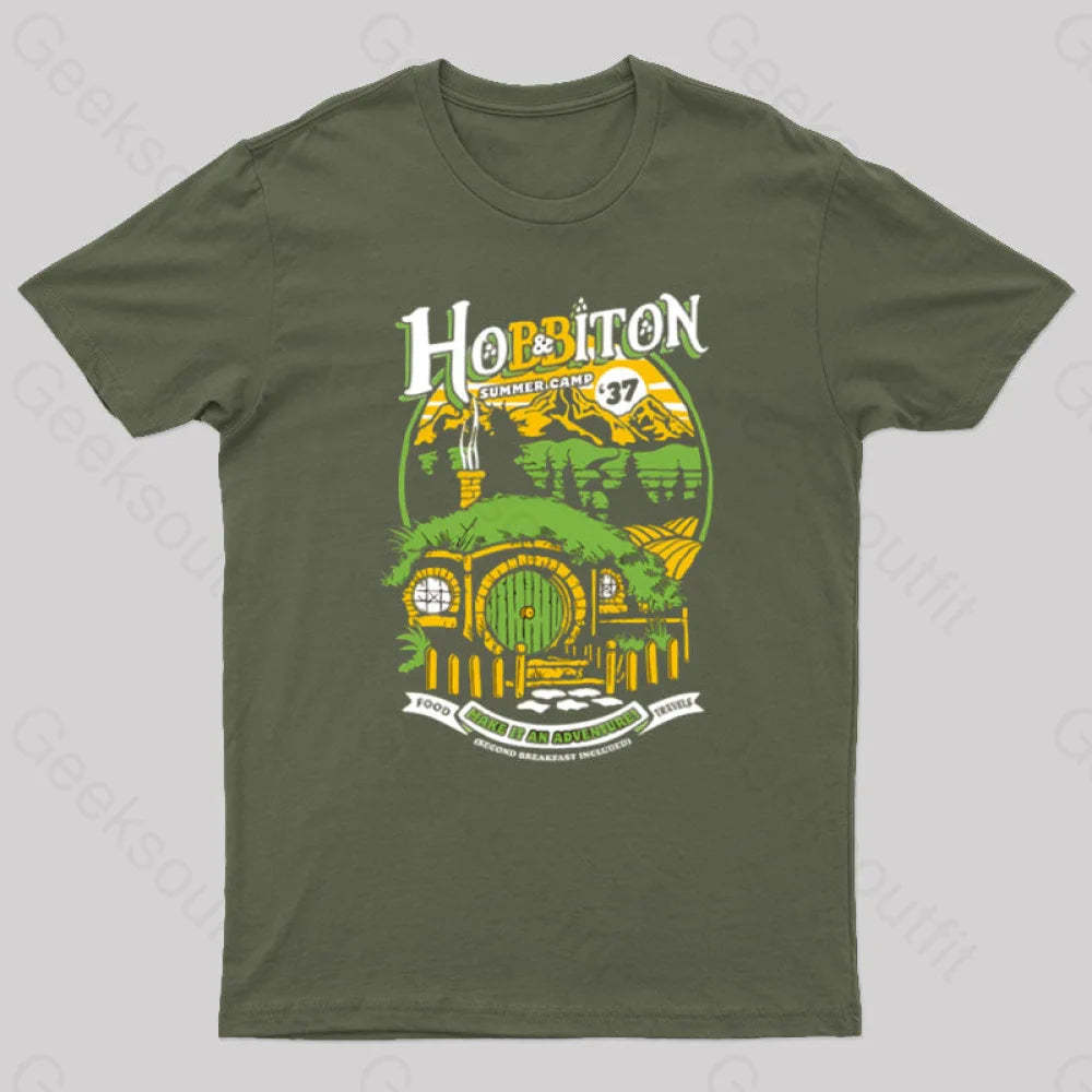 Middle Earth Summer Camp Geek T-Shirt Army Green / S