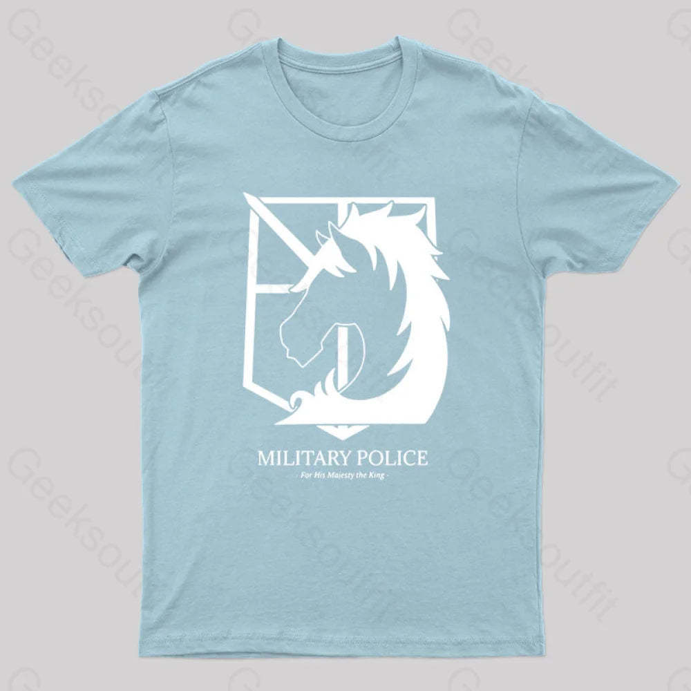 Military Police Geek T-Shirt Light Blue / S