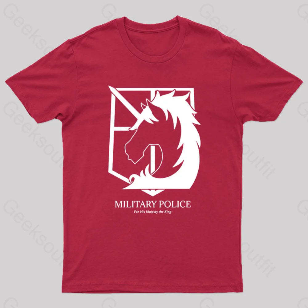 Military Police Geek T-Shirt Red / S
