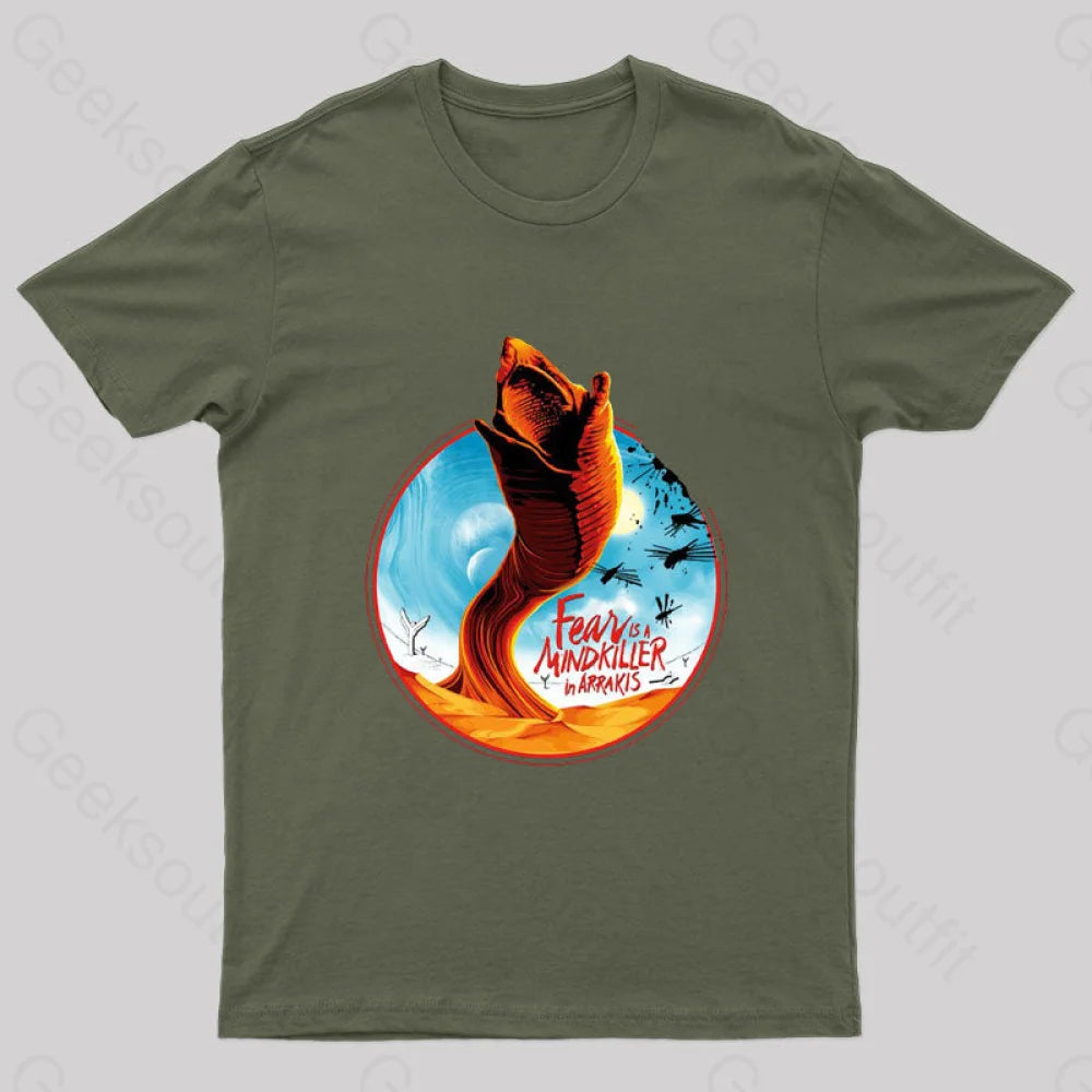 Mindkiller In Arrakis Geek T-Shirt Army Green / S