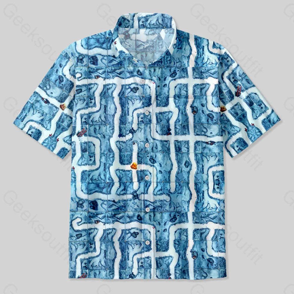Mine Game Blue Button Up Pocket Shirt Up / S Bus605 Yc
