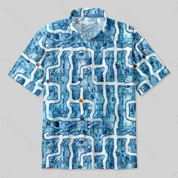 Mine Game Blue Button Up Pocket Shirt Up / S Bus605 Yc