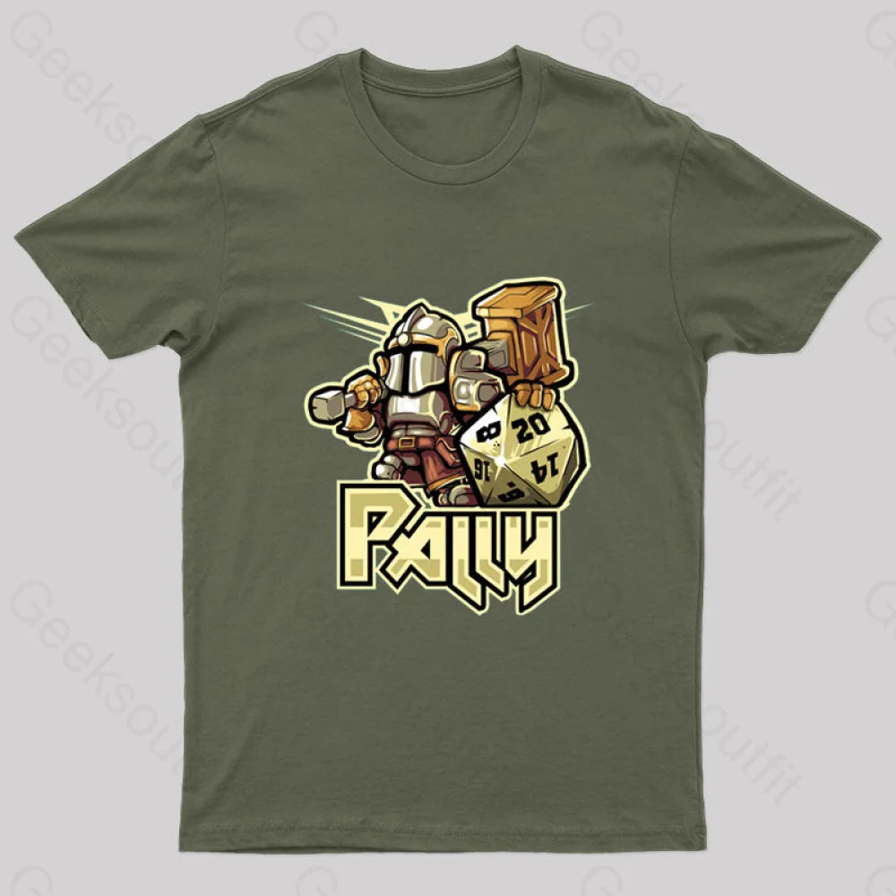 Mini Rpg Paladin Nerd T-Shirt Army Green / S