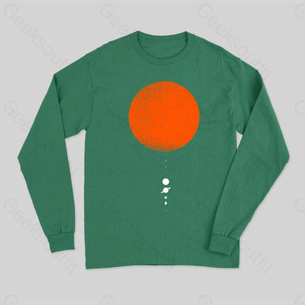 Minimal Solar System Long Sleeve T-Shirt Green / S
