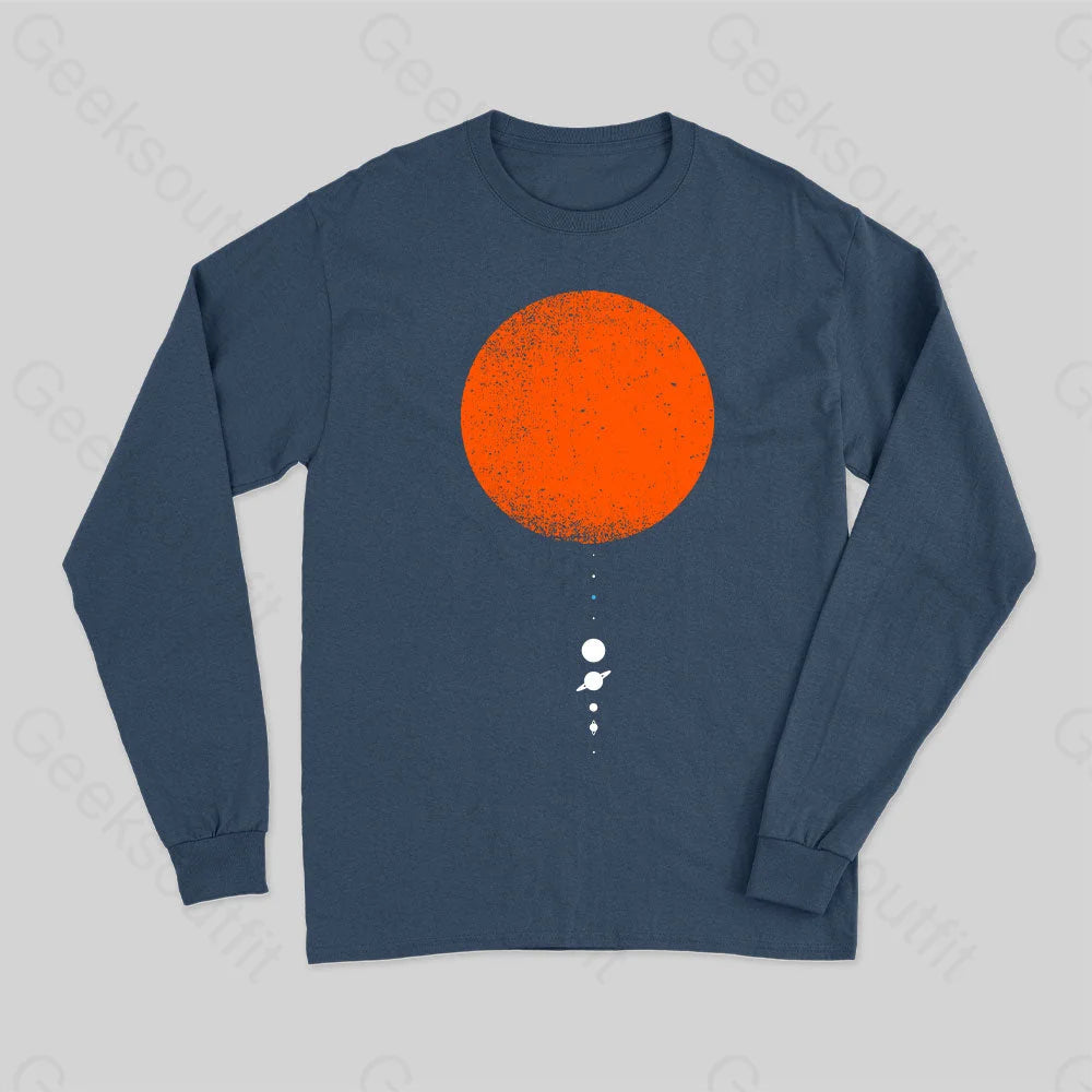 Minimal Solar System Long Sleeve T-Shirt Navy / S