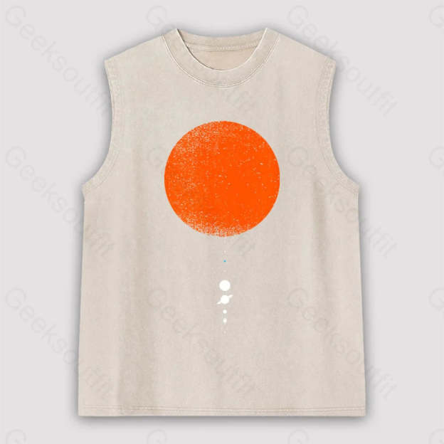 Minimal Solar System Unisex Washed Tank Apricot / S