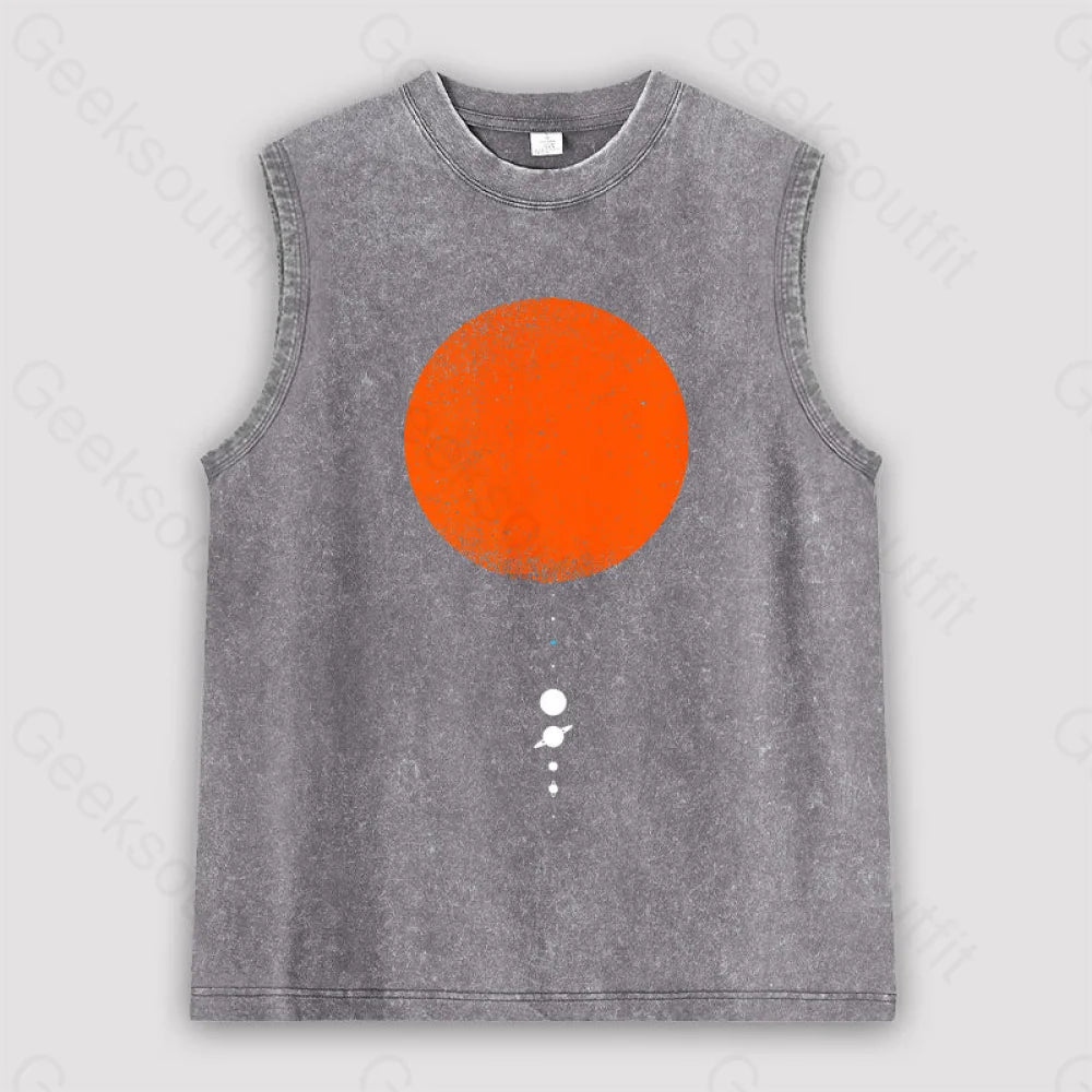 Minimal Solar System Unisex Washed Tank Grey / S