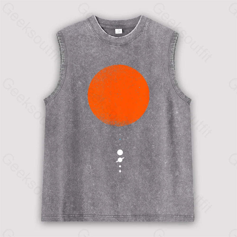 Minimal Solar System Unisex Washed Tank Grey / S