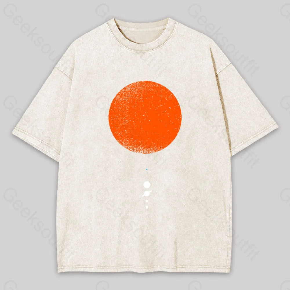 Minimal Solar System Washed T-Shirt Apricot / S