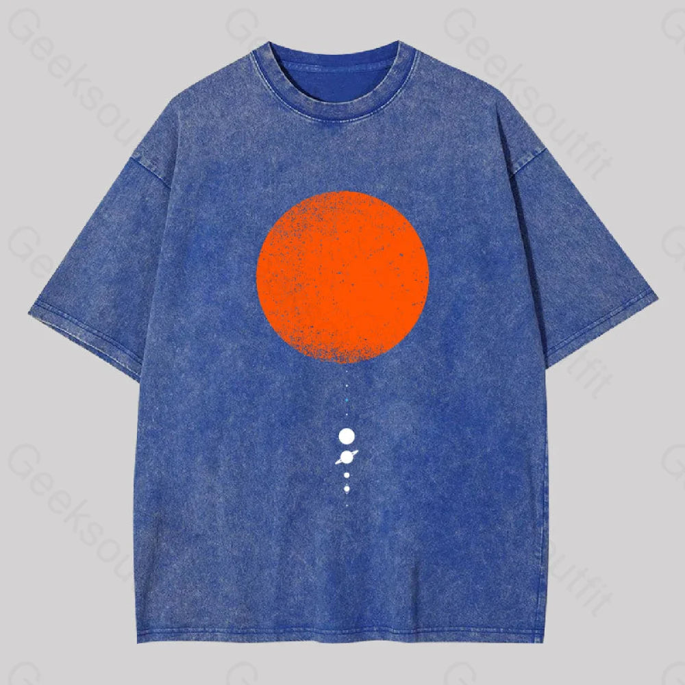 Minimal Solar System Washed T-Shirt Blue / S