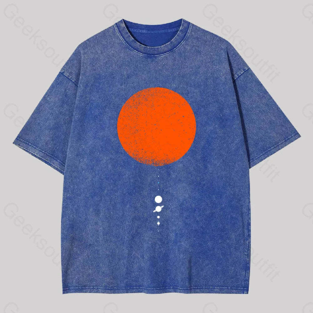 Minimal Solar System Washed T-Shirt Blue / S