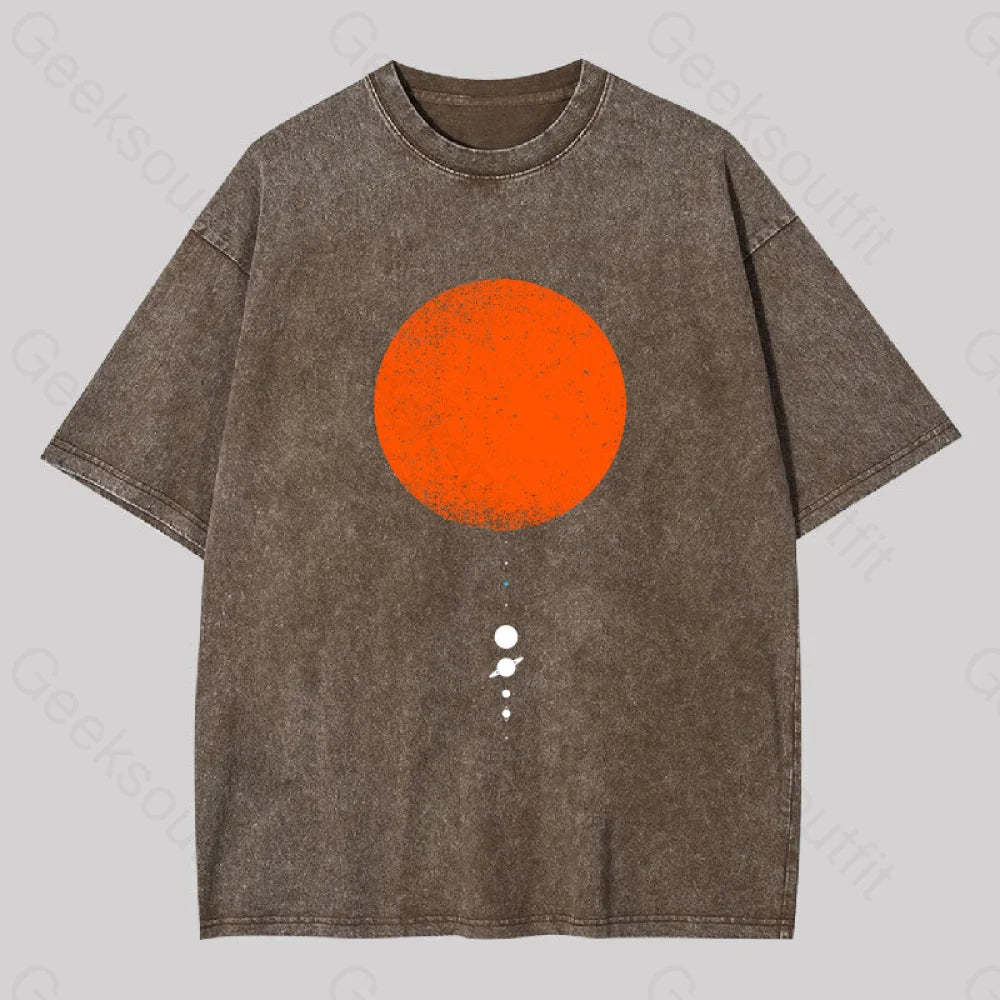 Minimal Solar System Washed T-Shirt Coffee / S