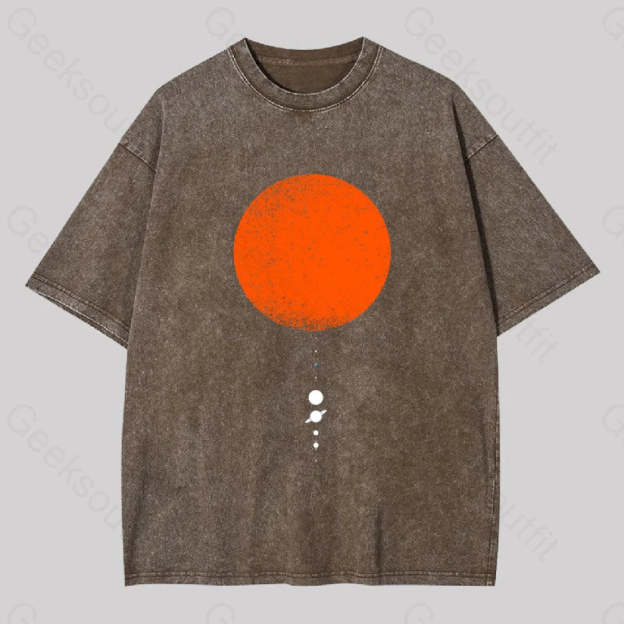 Minimal Solar System Washed T-Shirt Coffee / S