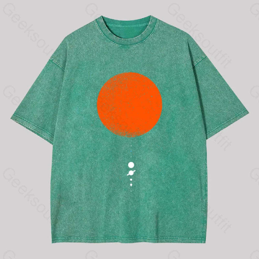 Minimal Solar System Washed T-Shirt Grass Green / S