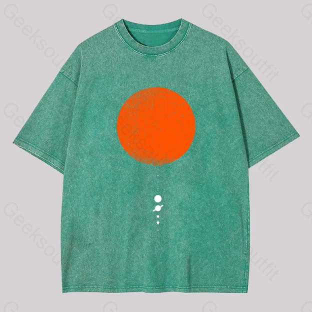 Minimal Solar System Washed T-Shirt Grass Green / S
