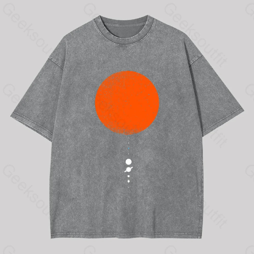 Minimal Solar System Washed T-Shirt Grey / S