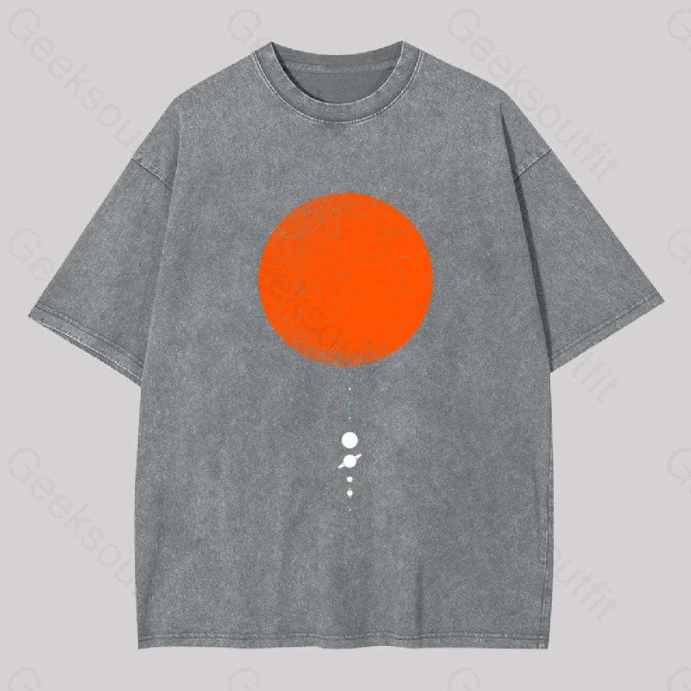 Minimal Solar System Washed T-Shirt Grey / S