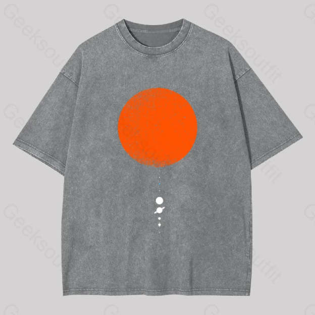 Minimal Solar System Washed T-Shirt Grey / S
