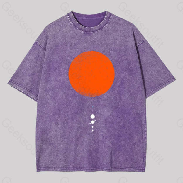 Minimal Solar System Washed T-Shirt Purple / S