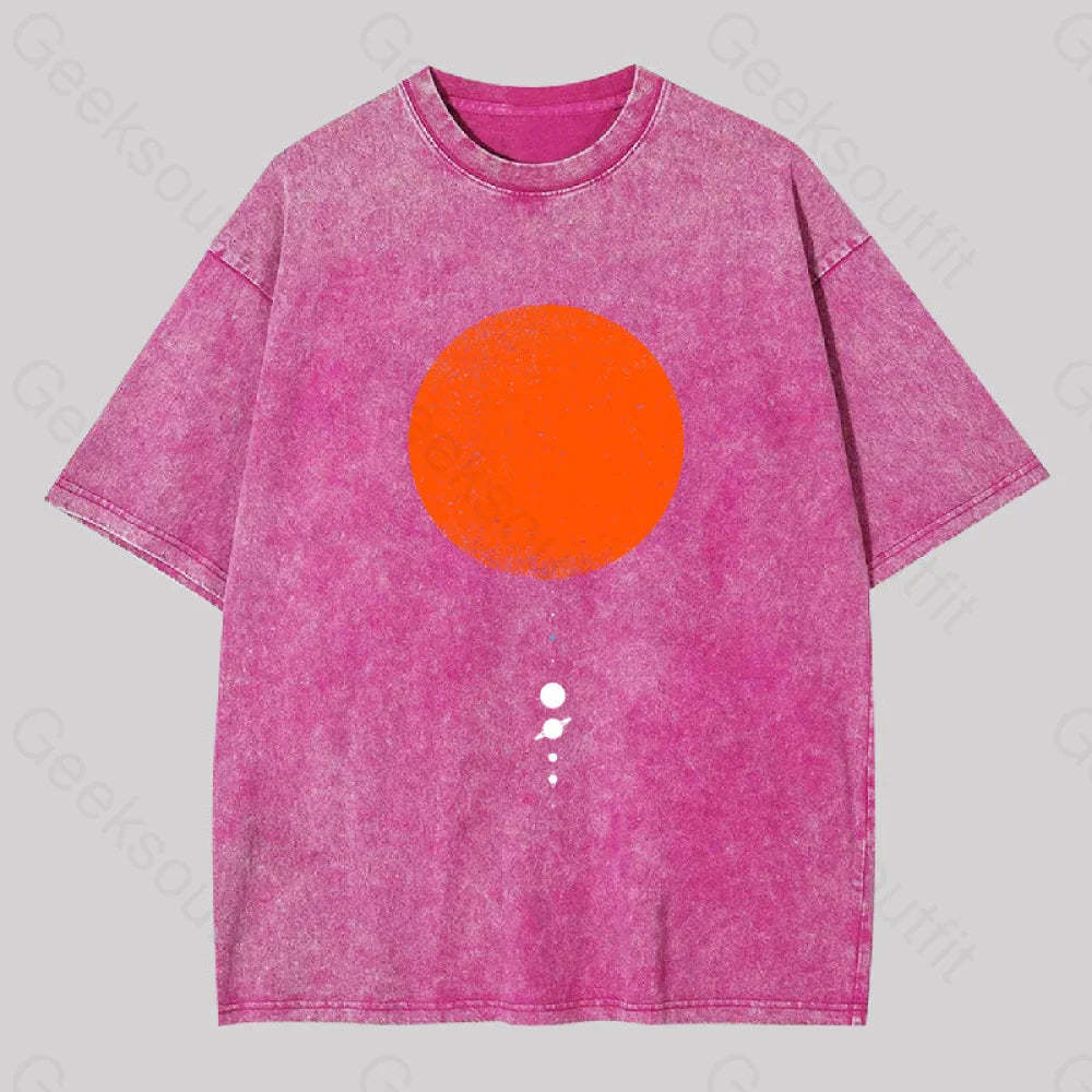 Minimal Solar System Washed T-Shirt Rose Red / S