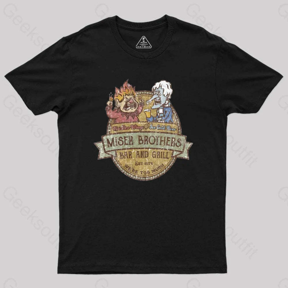 Miser Brothers Christmas Retro Design Geek T-Shirt Black / S