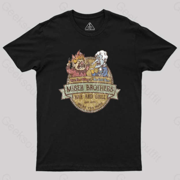 Miser Brothers Christmas Retro Design Geek T-Shirt Black / S