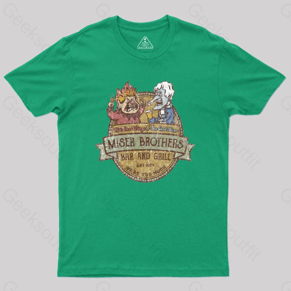 Miser Brothers Christmas Retro Design Geek T-Shirt Green / S