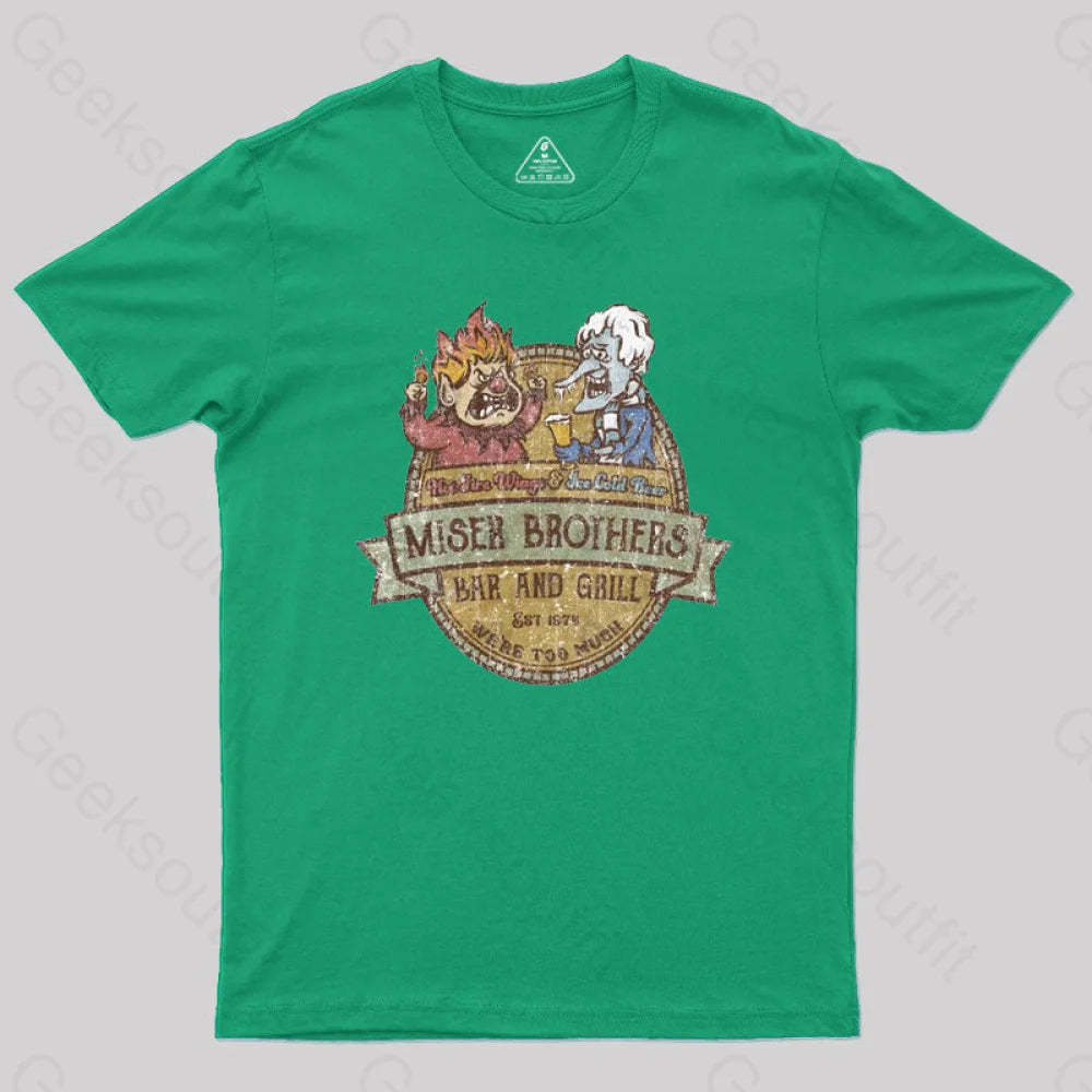 Miser Brothers Christmas Retro Design Geek T-Shirt Green / S