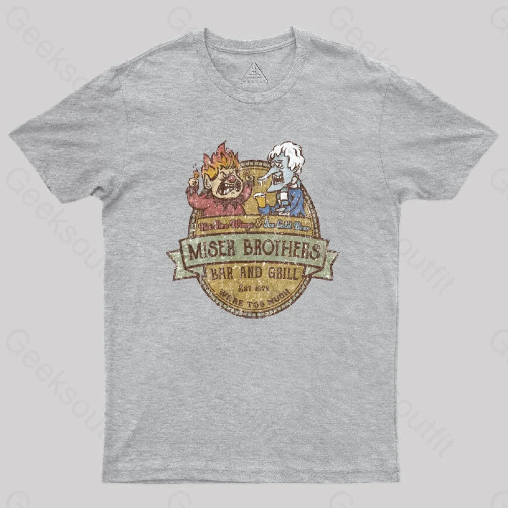 Miser Brothers Christmas Retro Design Geek T-Shirt Grey / S
