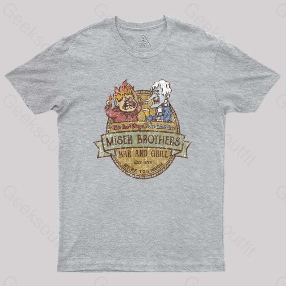 Miser Brothers Christmas Retro Design Geek T-Shirt Grey / S