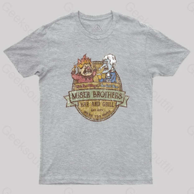 Miser Brothers Christmas Retro Design Geek T-Shirt Grey / S