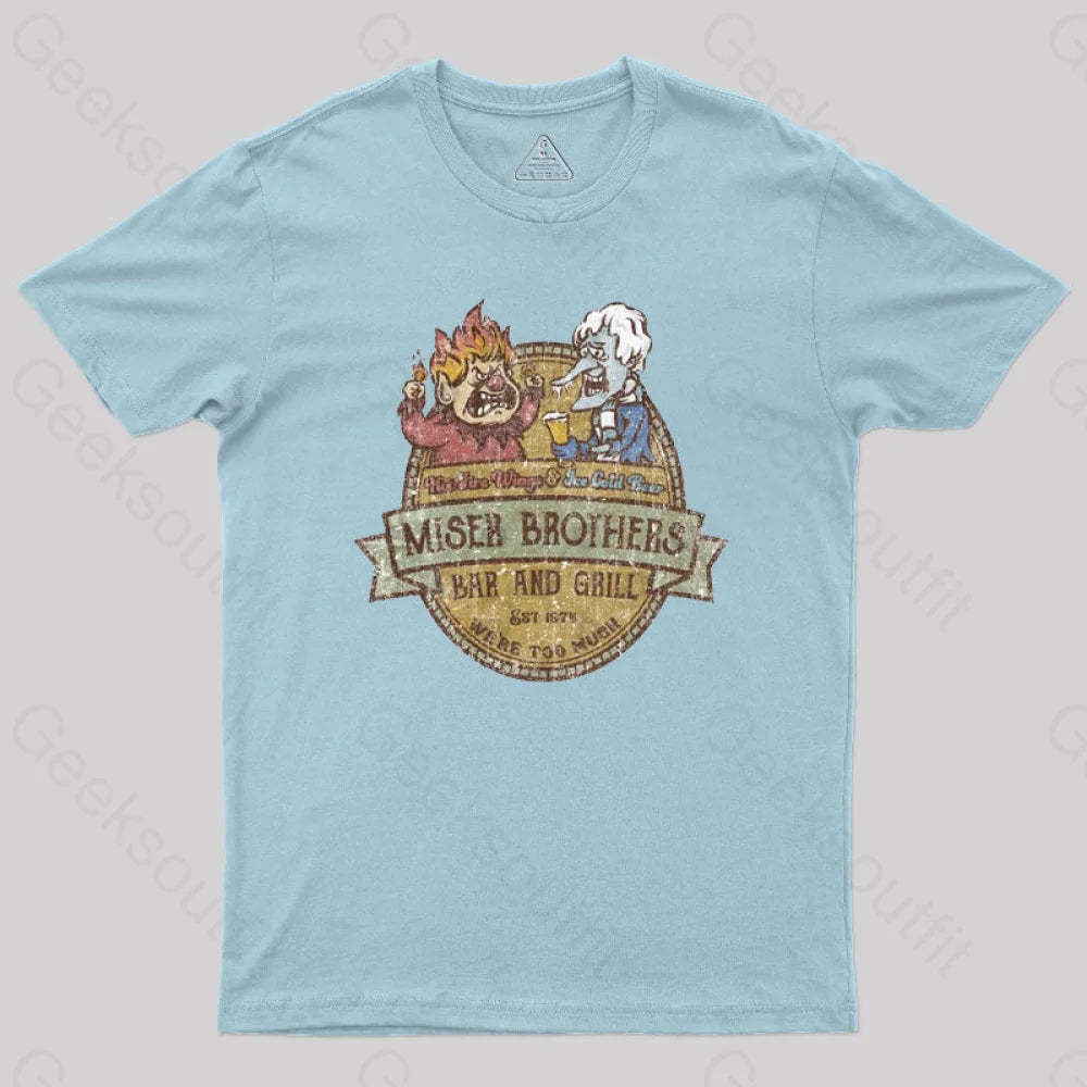 Miser Brothers Christmas Retro Design Geek T-Shirt Light Blue / S