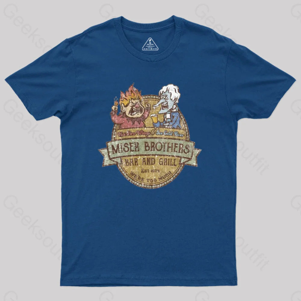 Miser Brothers Christmas Retro Design Geek T-Shirt Navy / S