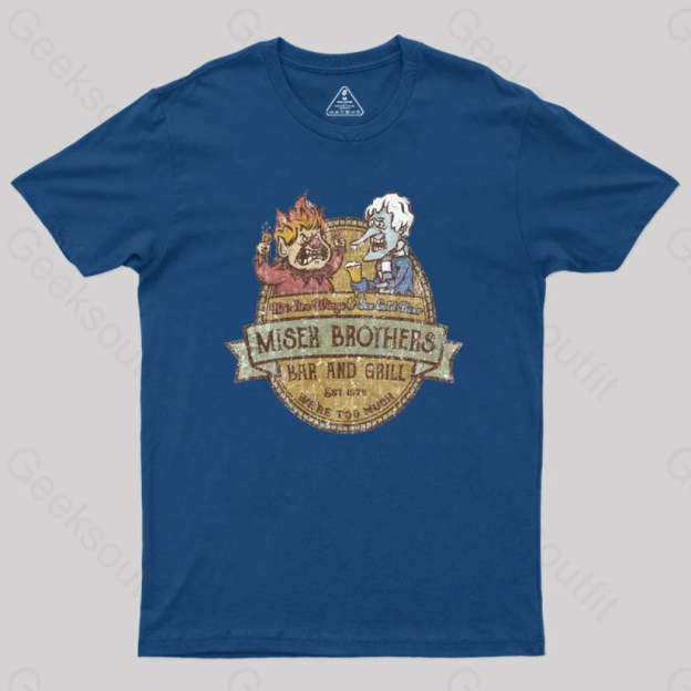 Miser Brothers Christmas Retro Design Geek T-Shirt Navy / S