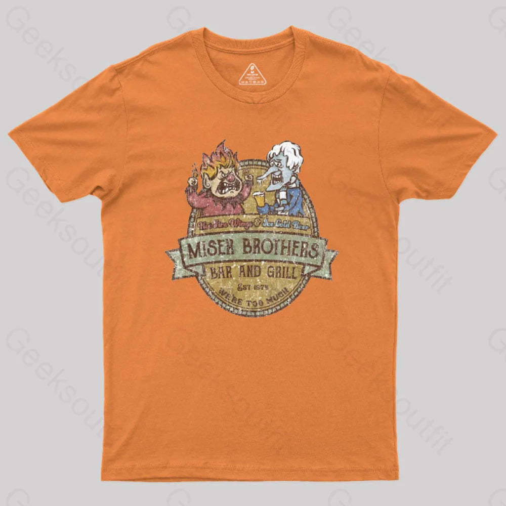 Miser Brothers Christmas Retro Design Geek T-Shirt Orange / S