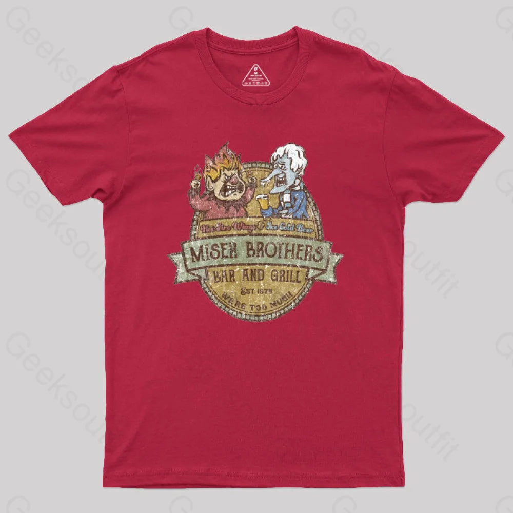 Miser Brothers Christmas Retro Design Geek T-Shirt Red / S