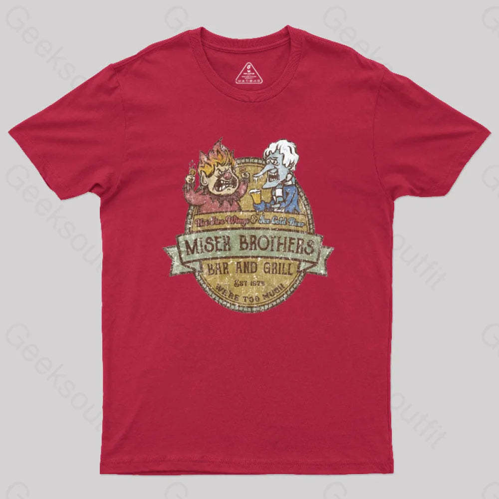 Miser Brothers Christmas Retro Design Geek T-Shirt Red / S