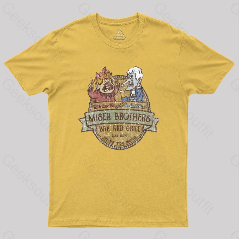 Miser Brothers Christmas Retro Design Geek T-Shirt Yellow / S