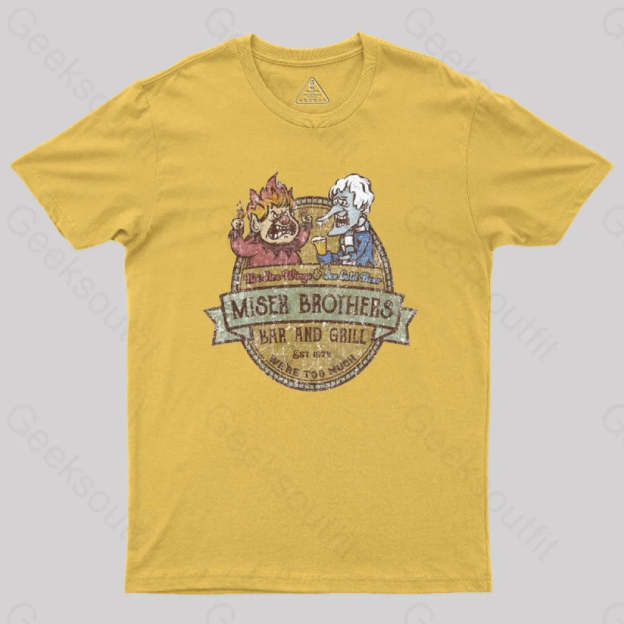 Miser Brothers Christmas Retro Design Geek T-Shirt Yellow / S